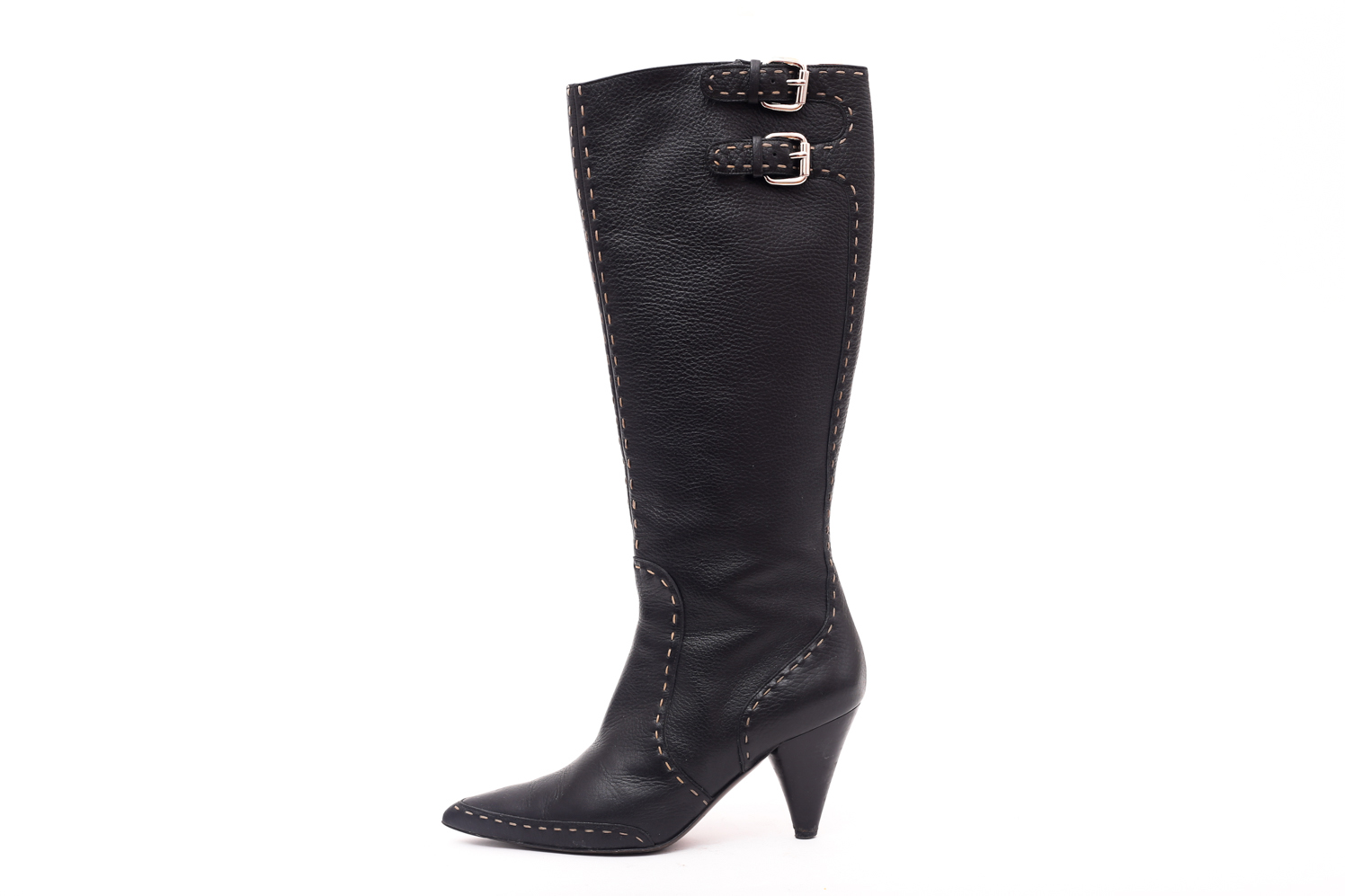 Fendi Buckle-Detail Leather Boots - Preowned