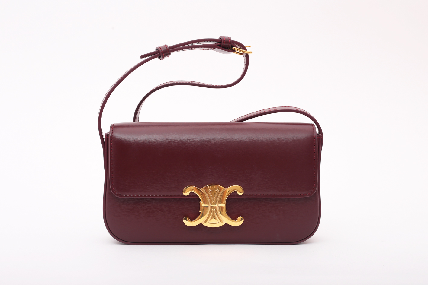 Celine Triomphe Bag in Deep Burgundy - Preowned