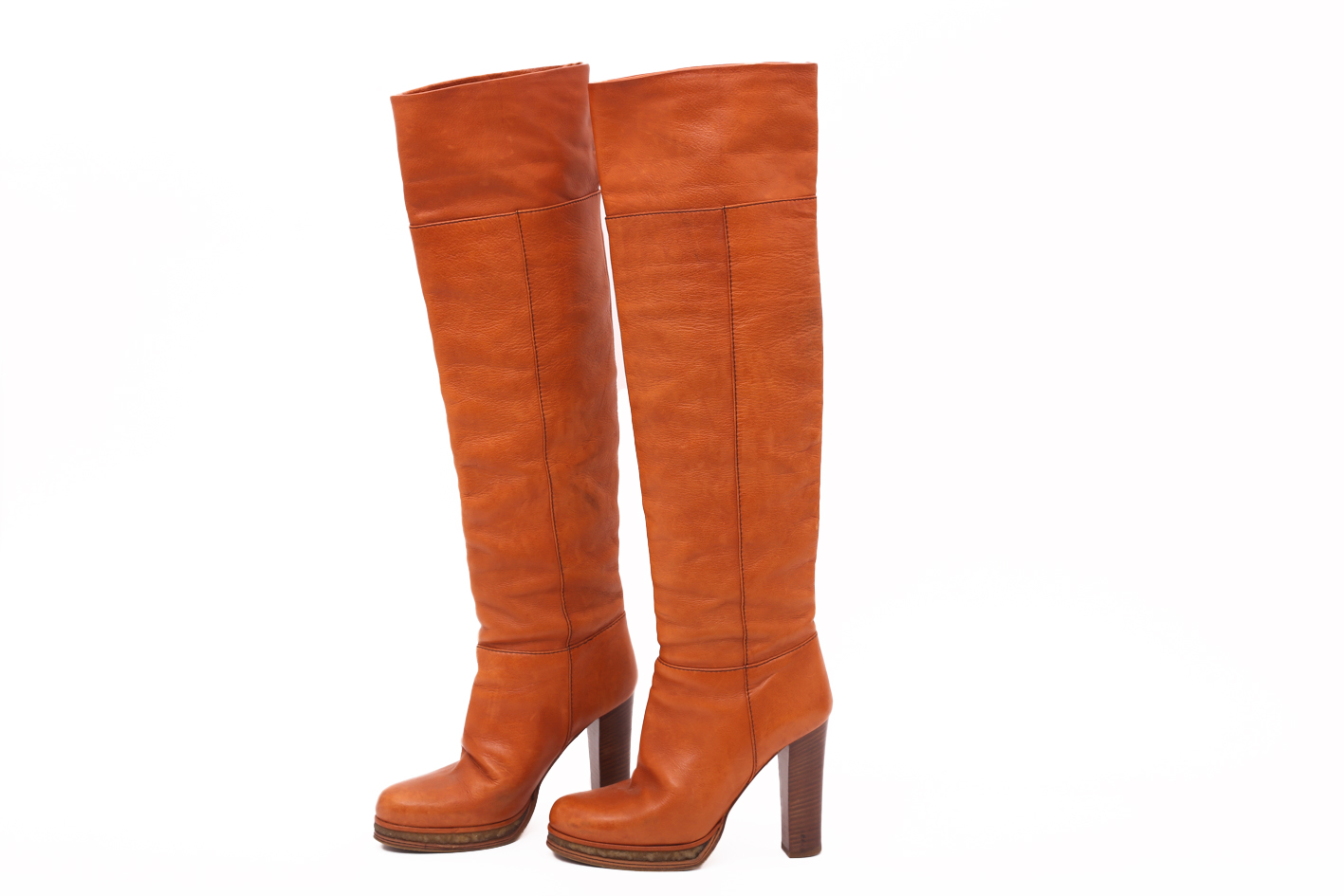 Dolce & Gabbana Knee high platform boots in brown leather - Preowned