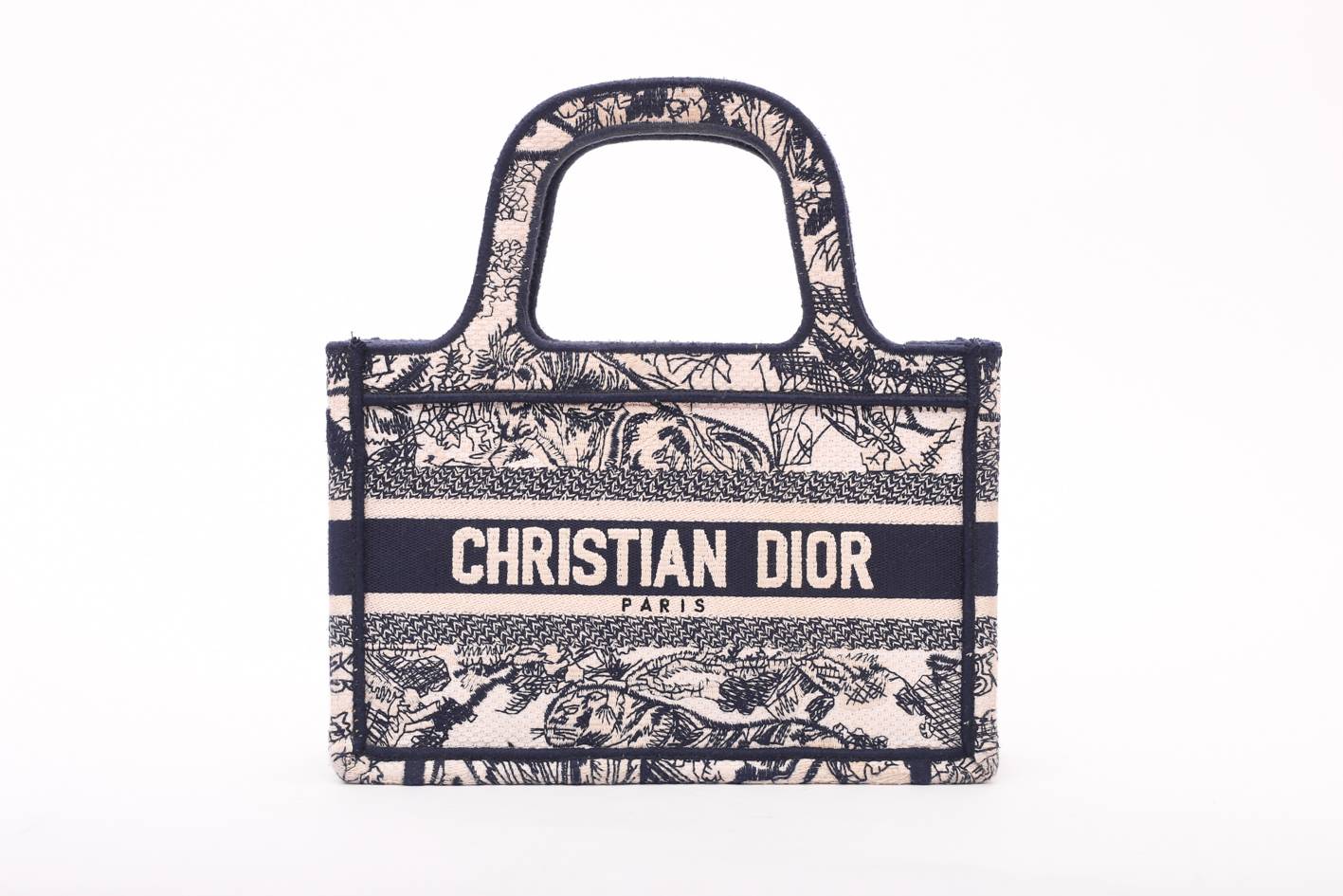 Dior Booktote Mini Blue Embroidered Canvas - Preowned