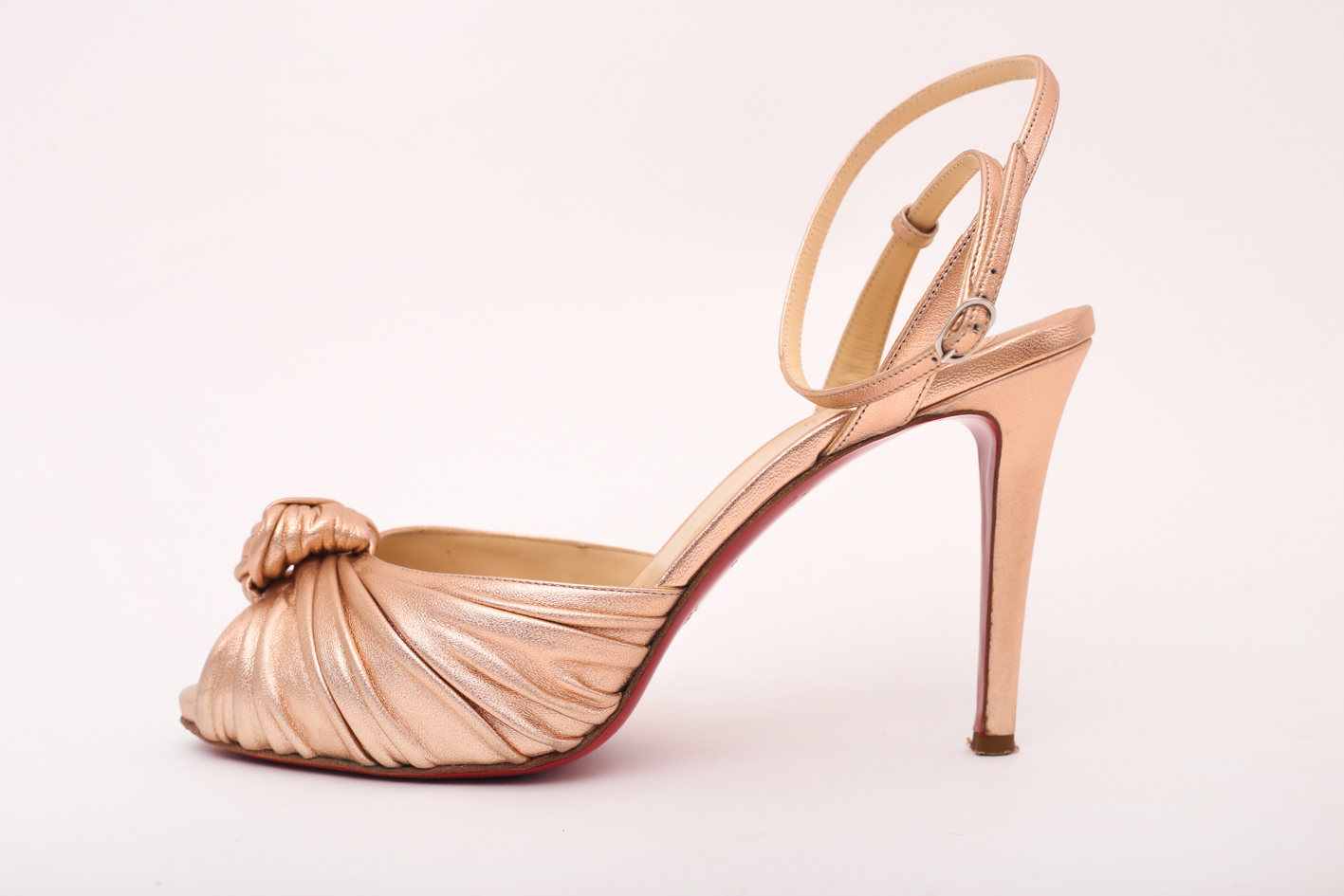 Christian Louboutin Metallic Leather Peep Toe Sandals - preowned