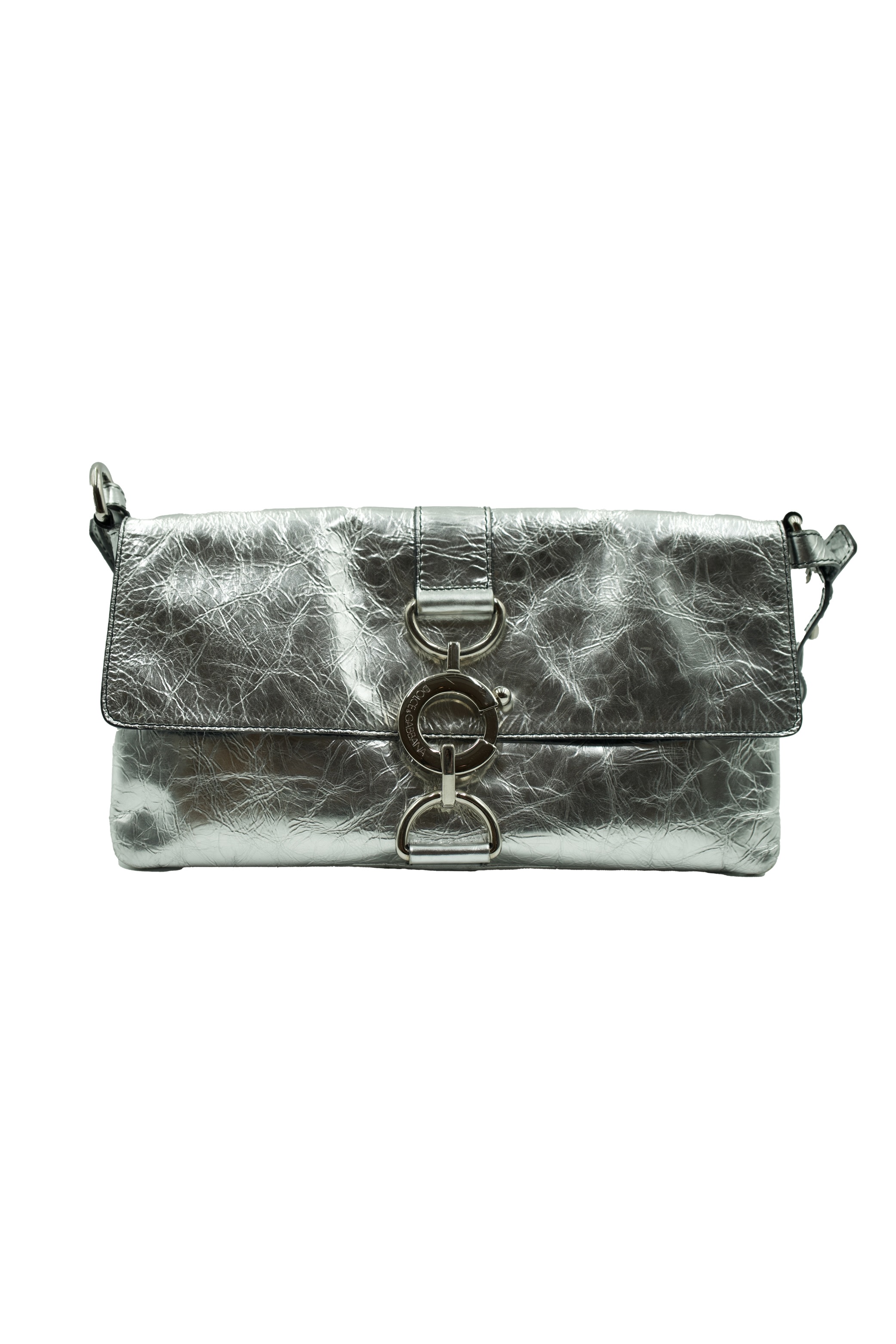 Dolce and Gabbana Silver Leather Handbag- Preowned
