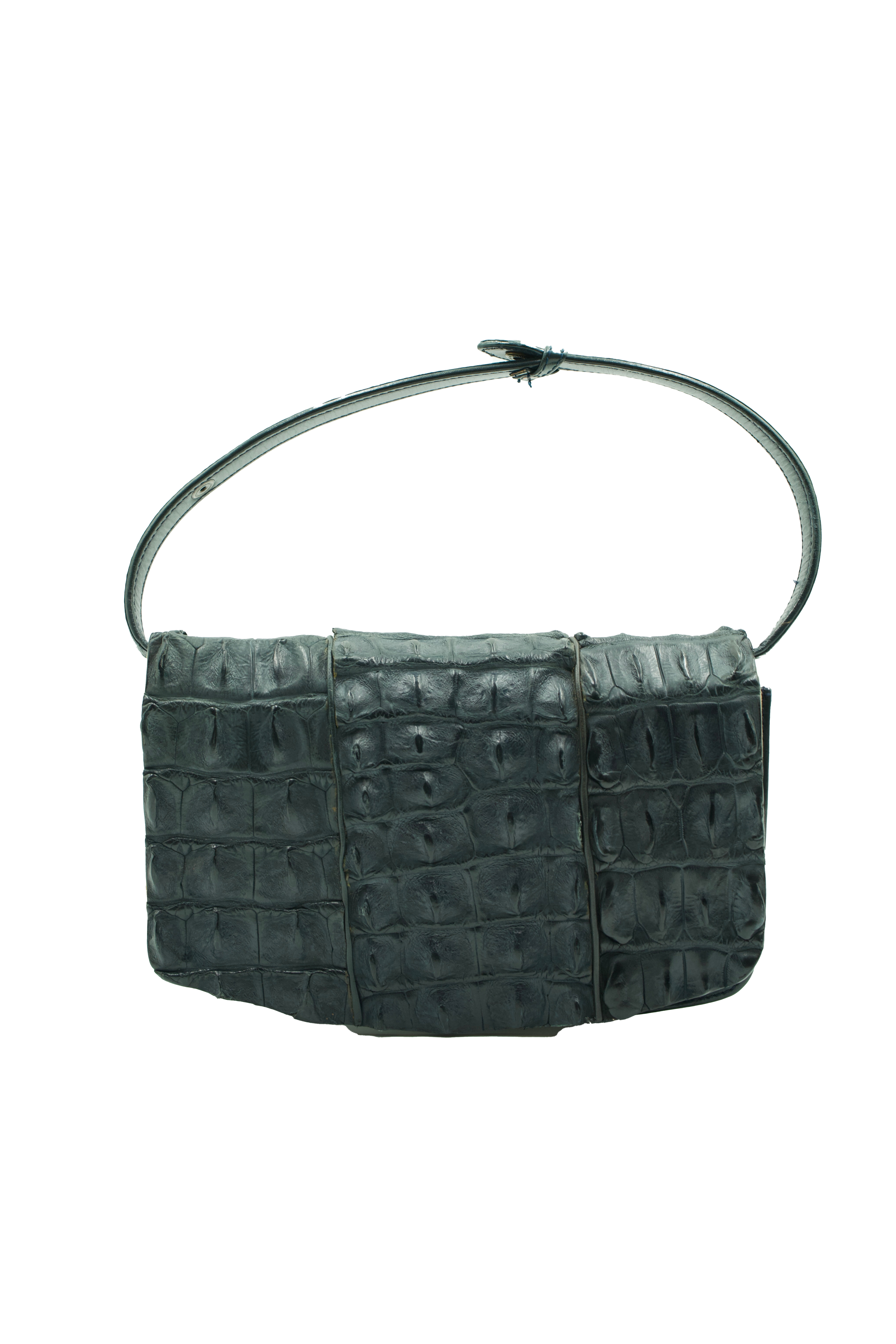 Haute Black Alligator Leather Shoulder Bag -Preowned
