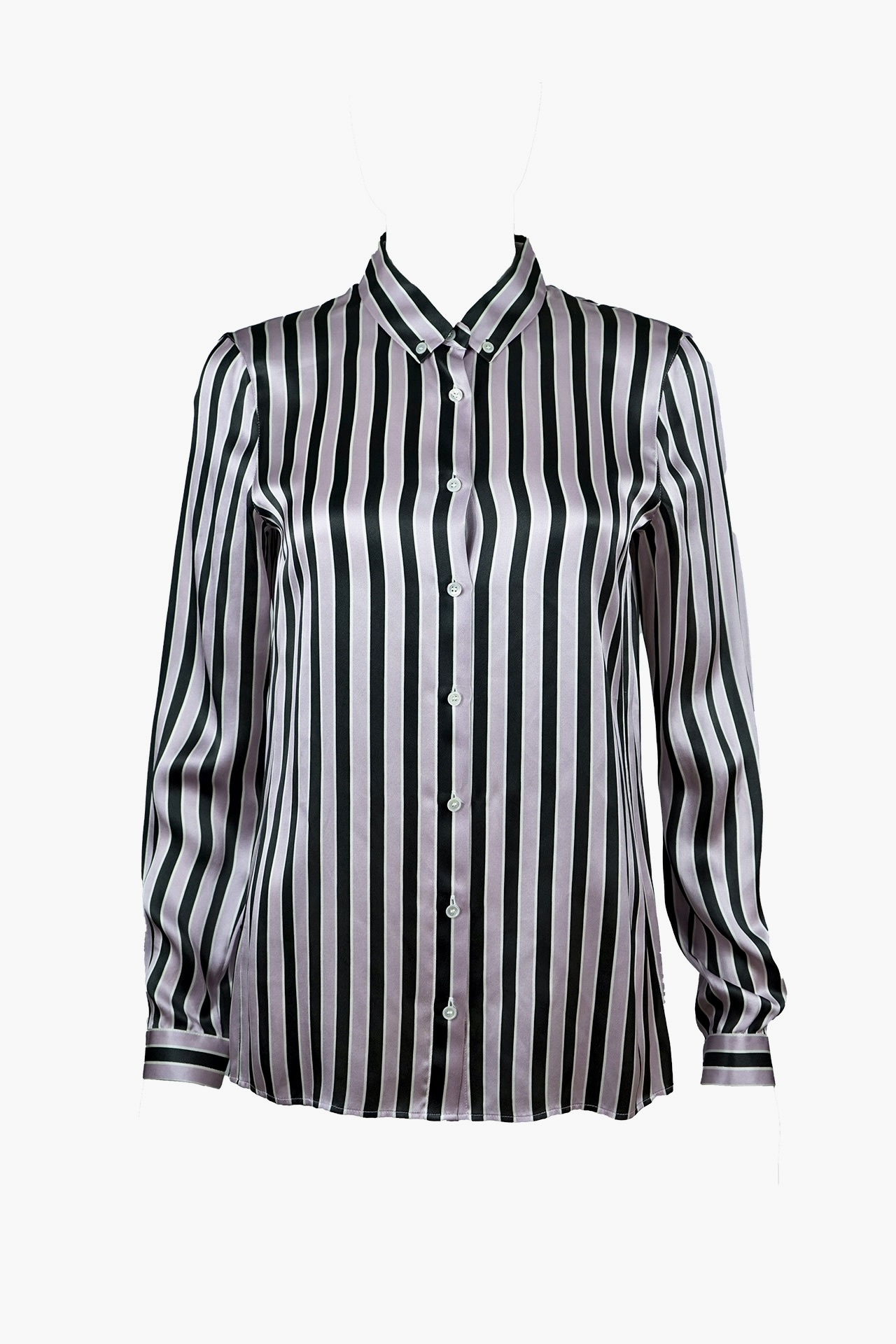 Akris Stripped Button-Up Silk Shirt- Preowned