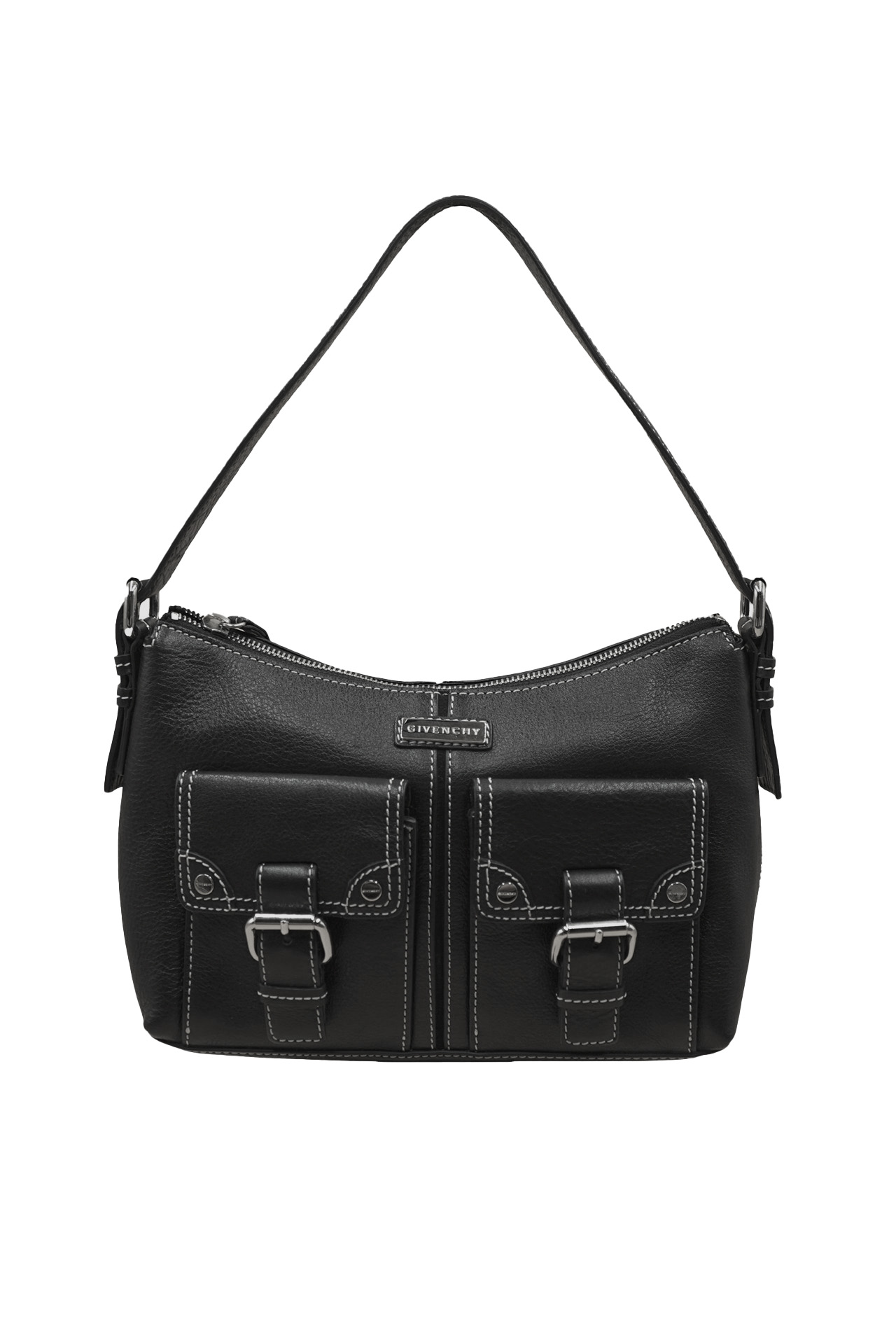 Givenchy Black Leather Twin Pocket Shoulder Bag- Preowned