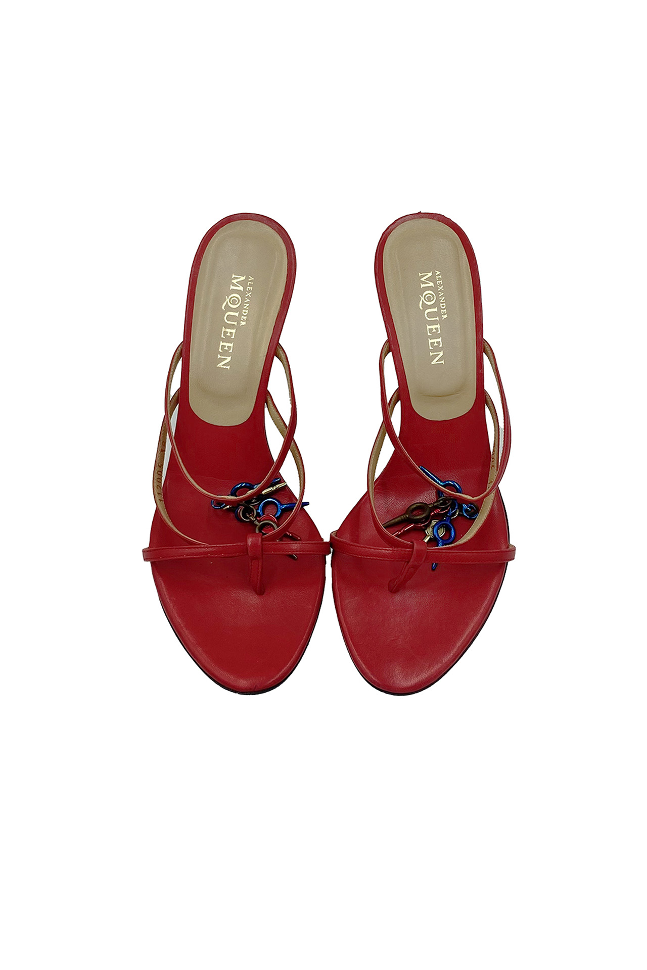 Alexander McQueen Vintage Embellished Coral Sandals- Preowned