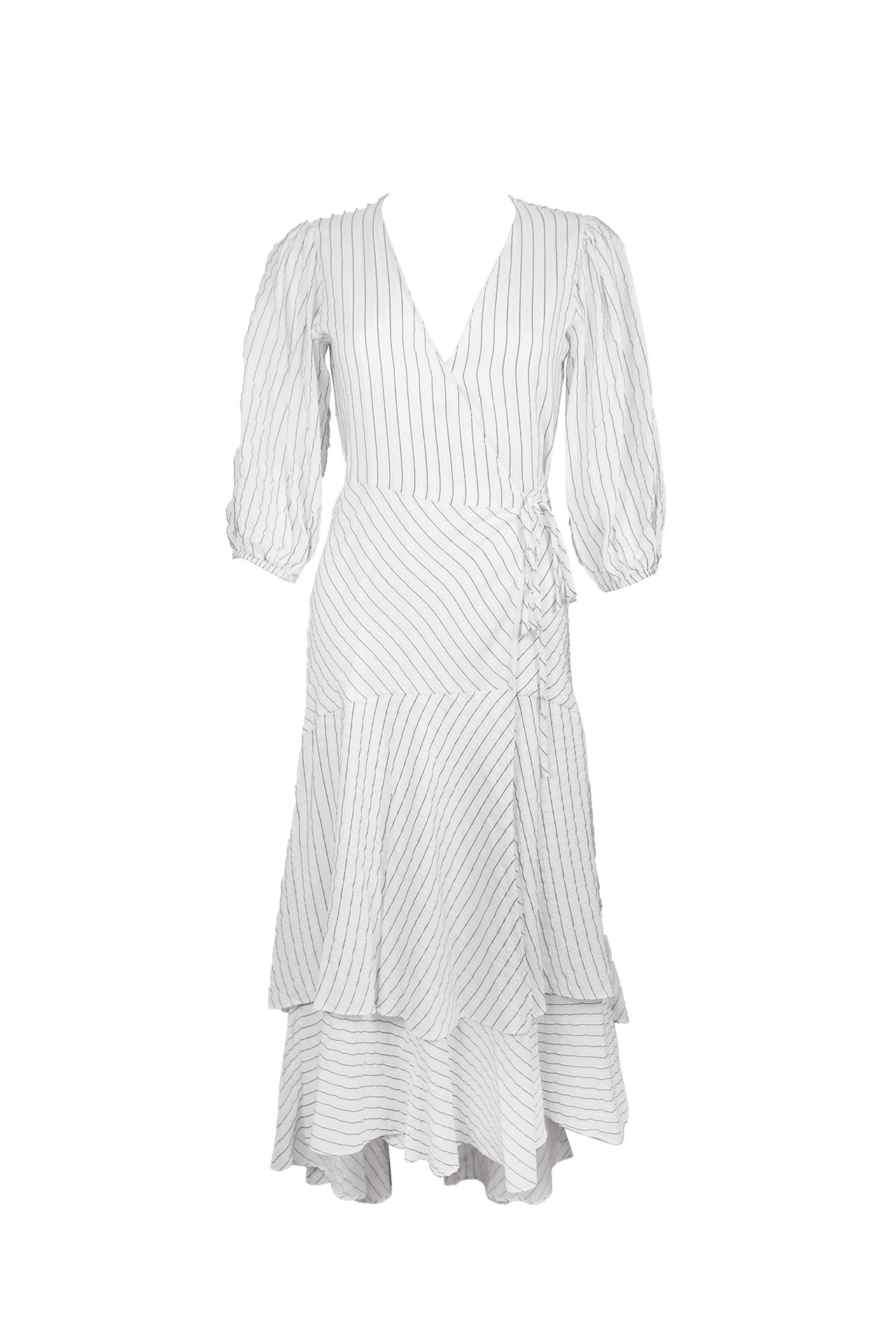 Ganni Wilkie Striped Wrap Dress- Preowned