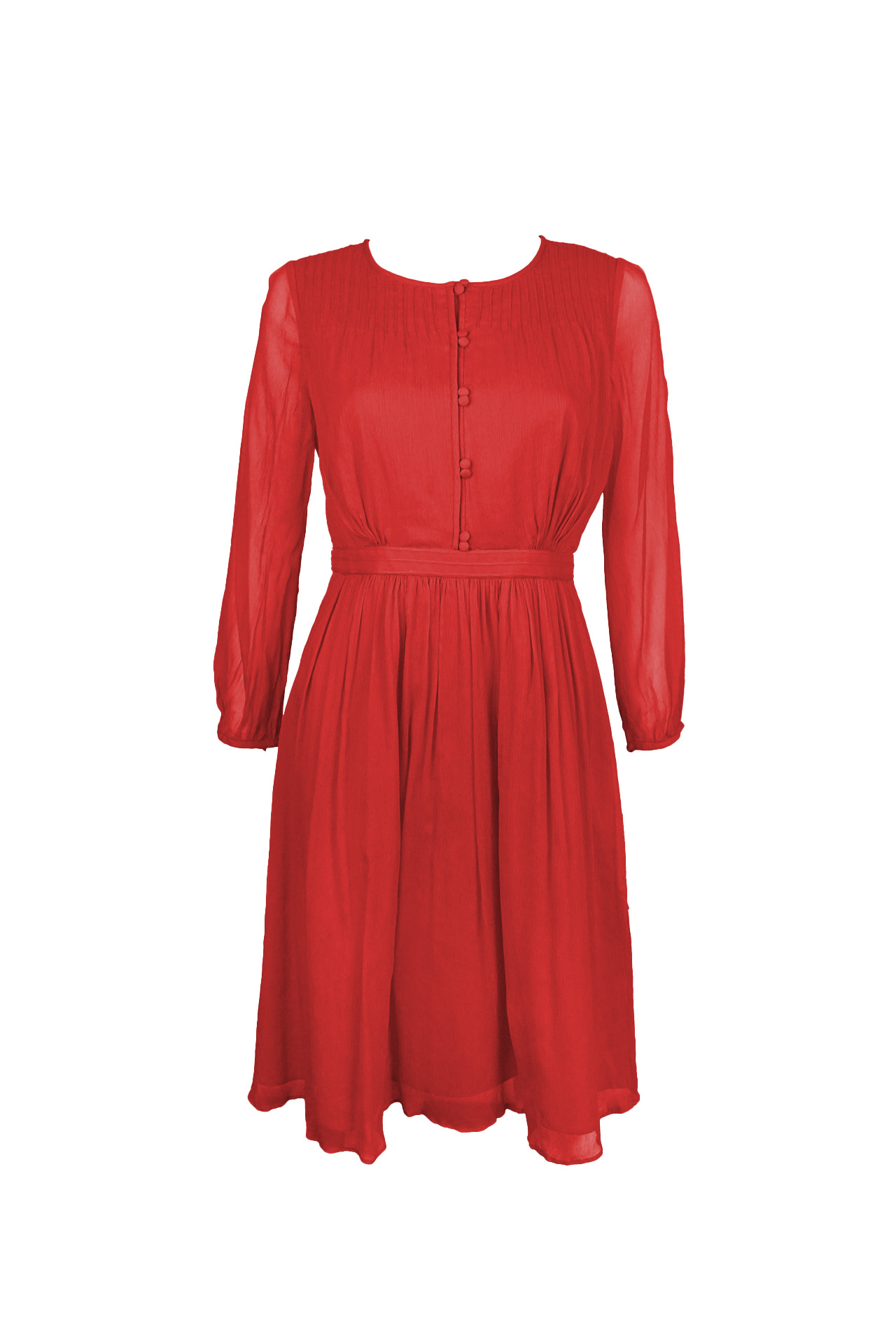 J.Crew Pleated Crinkle Chiffon Long-Sleeve Dress-Preowned
