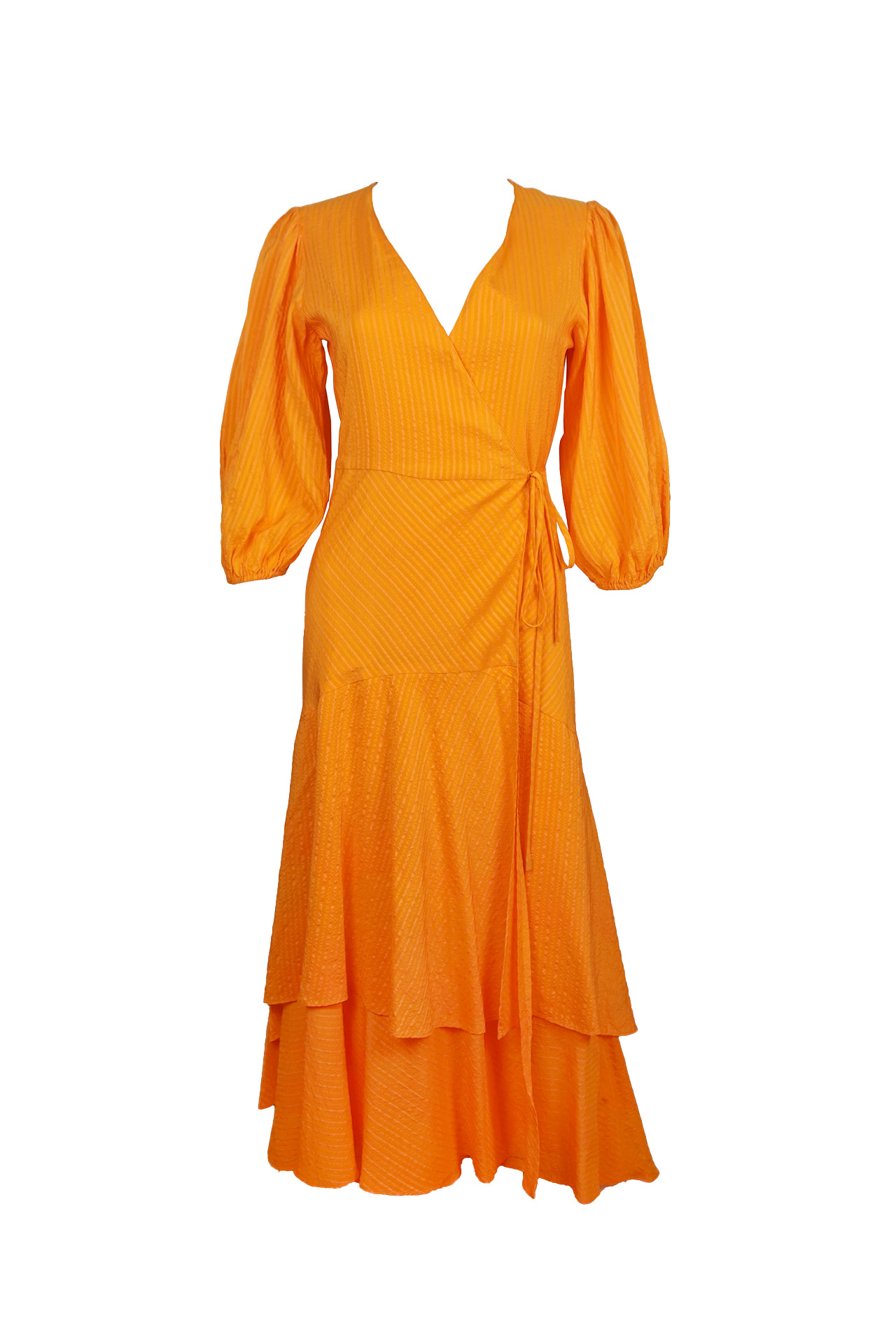 GANNI Wilkie Seersucker Wrap Dress-Preowned