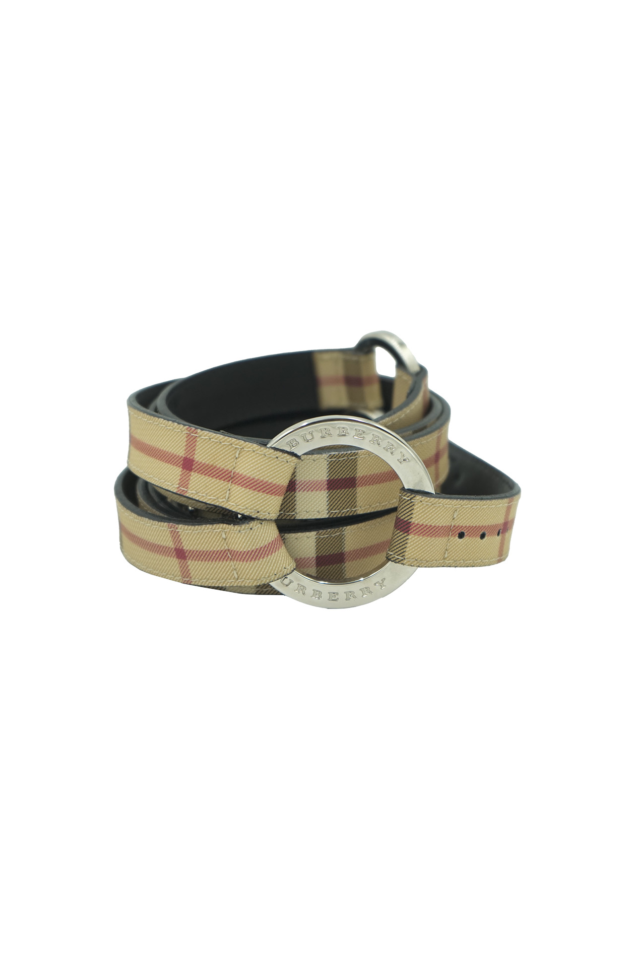 Burberry Vintage Check Double Ring Canvas Belt- Preowned