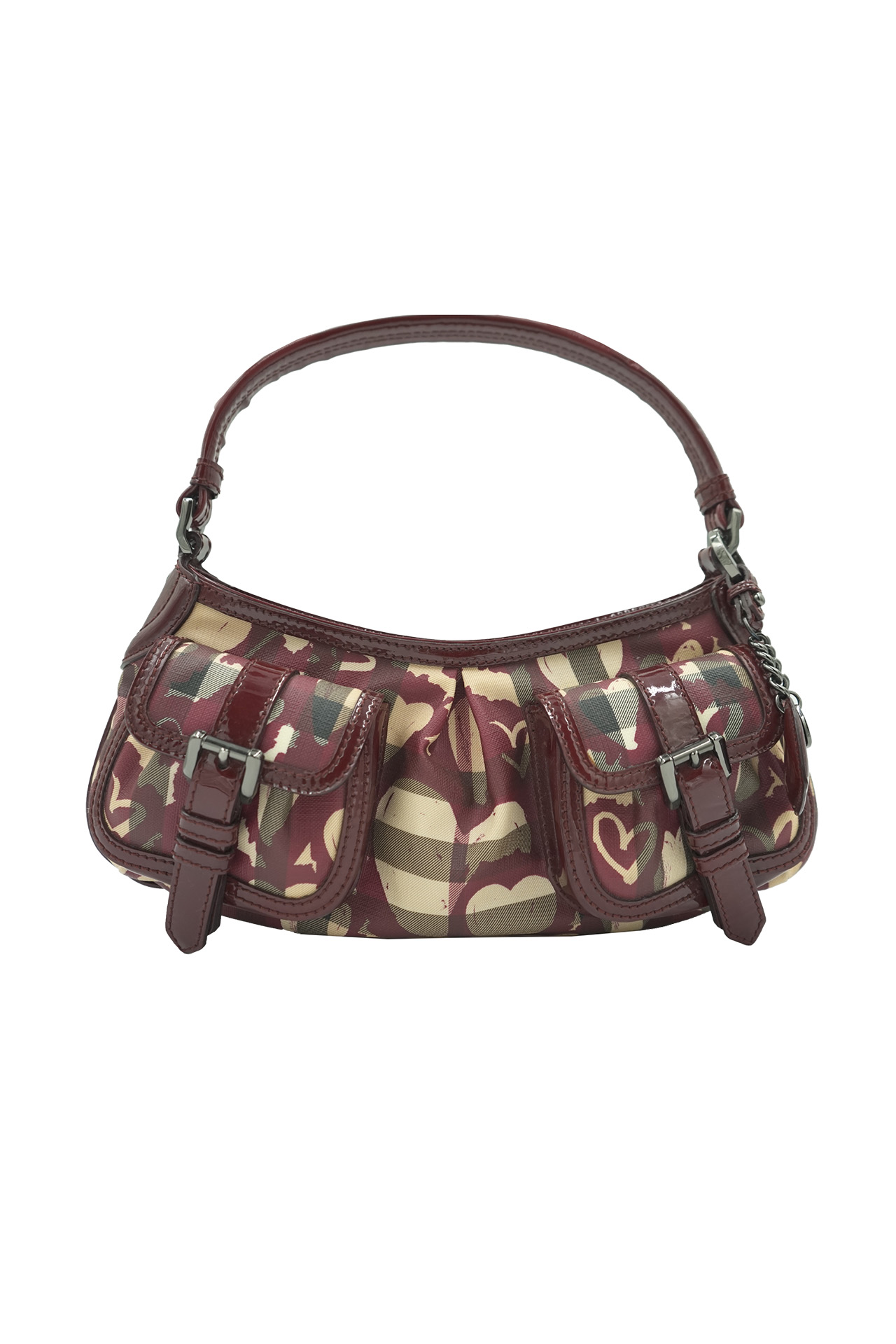 Burberry Vintage Check and Hearts Canvas Shoulder Bag- Preowned