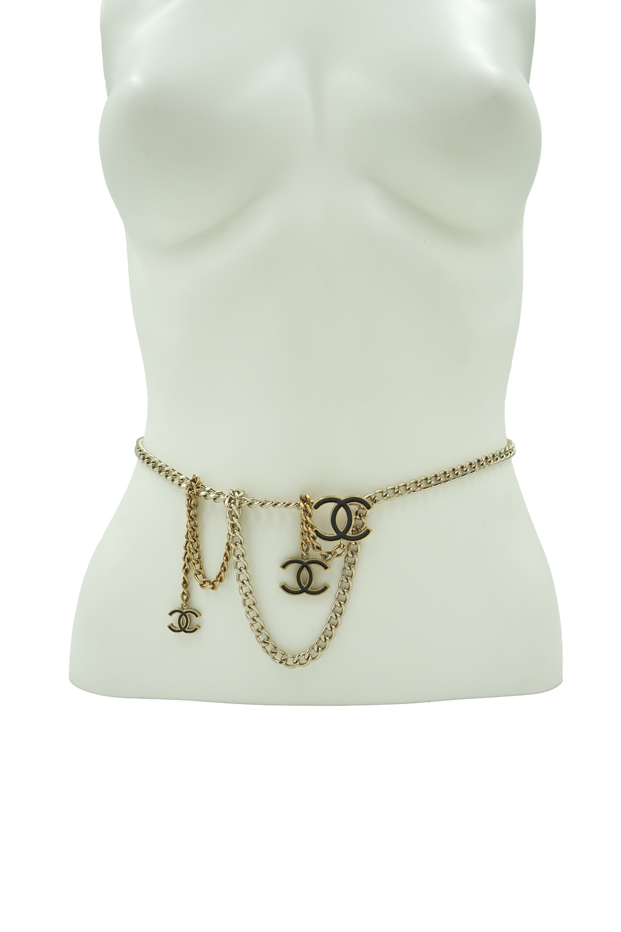 Chanel Vintage Black Enamel and Gold-Tone CC Chain Link Belt- Preowned