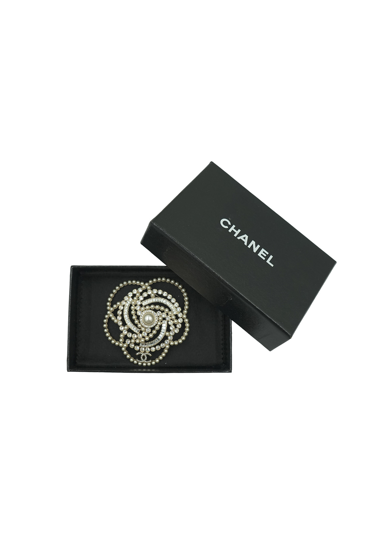 Chanel Camellia Pearl and Crystal Brooch- Preowned