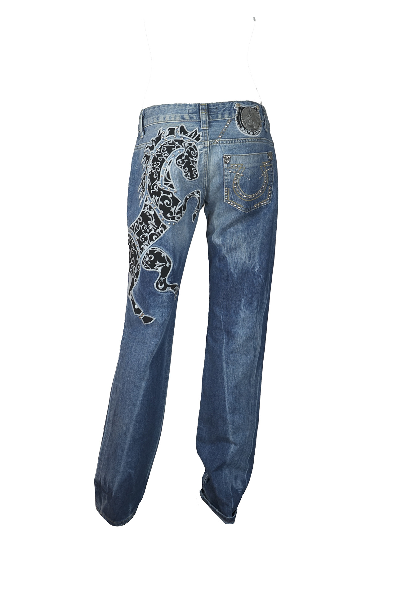 Just Cavalli Embroidered Horse Accent Rhinestone Jeans- Preowned