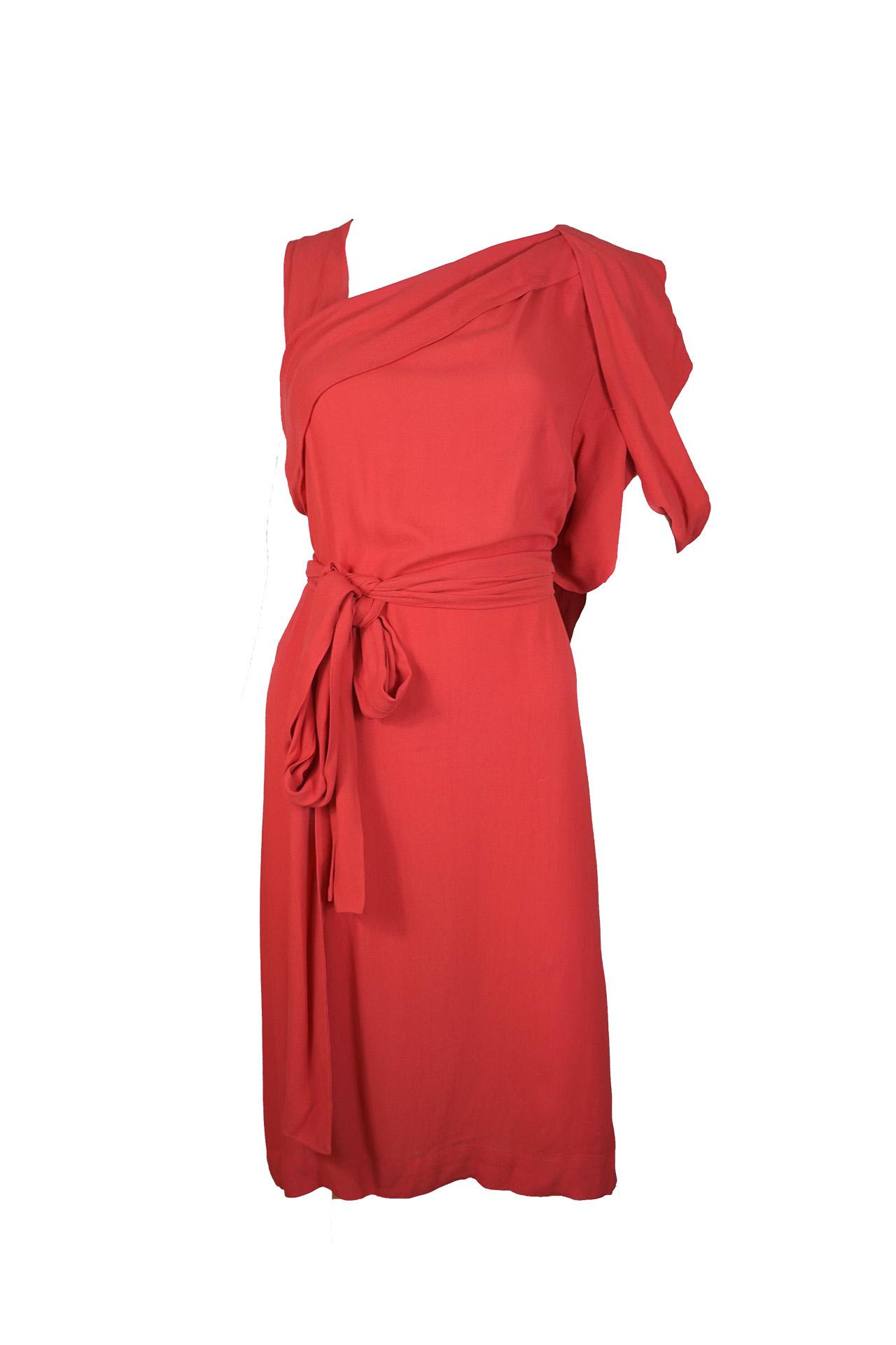 Vivienne Westwood Red Asymmetric Draped Midi Dress- Preowned