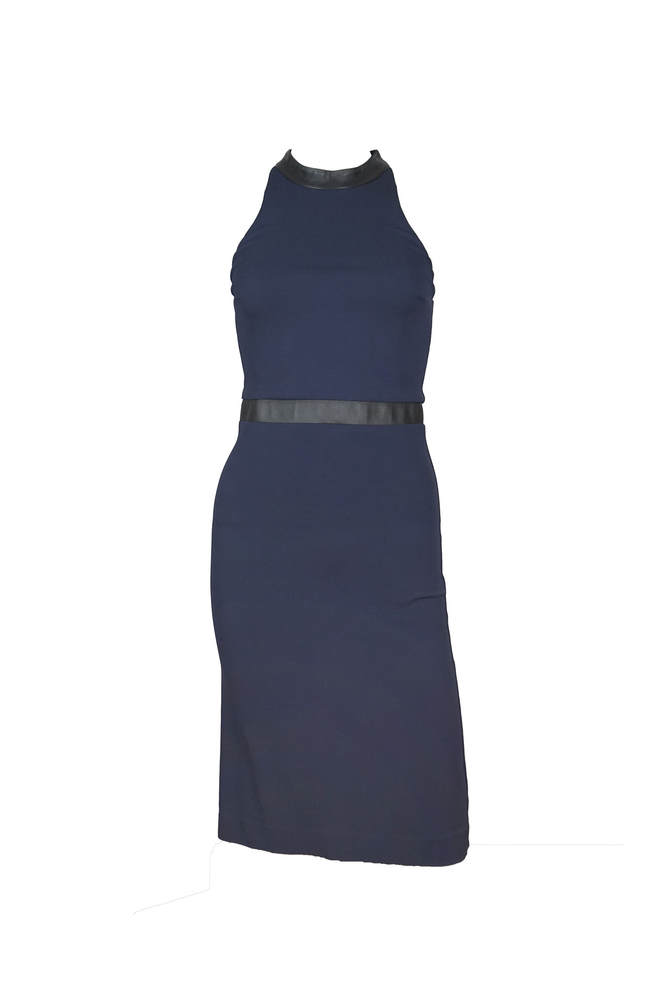 Gucci Navy Dress with Leather Trim- Preowned