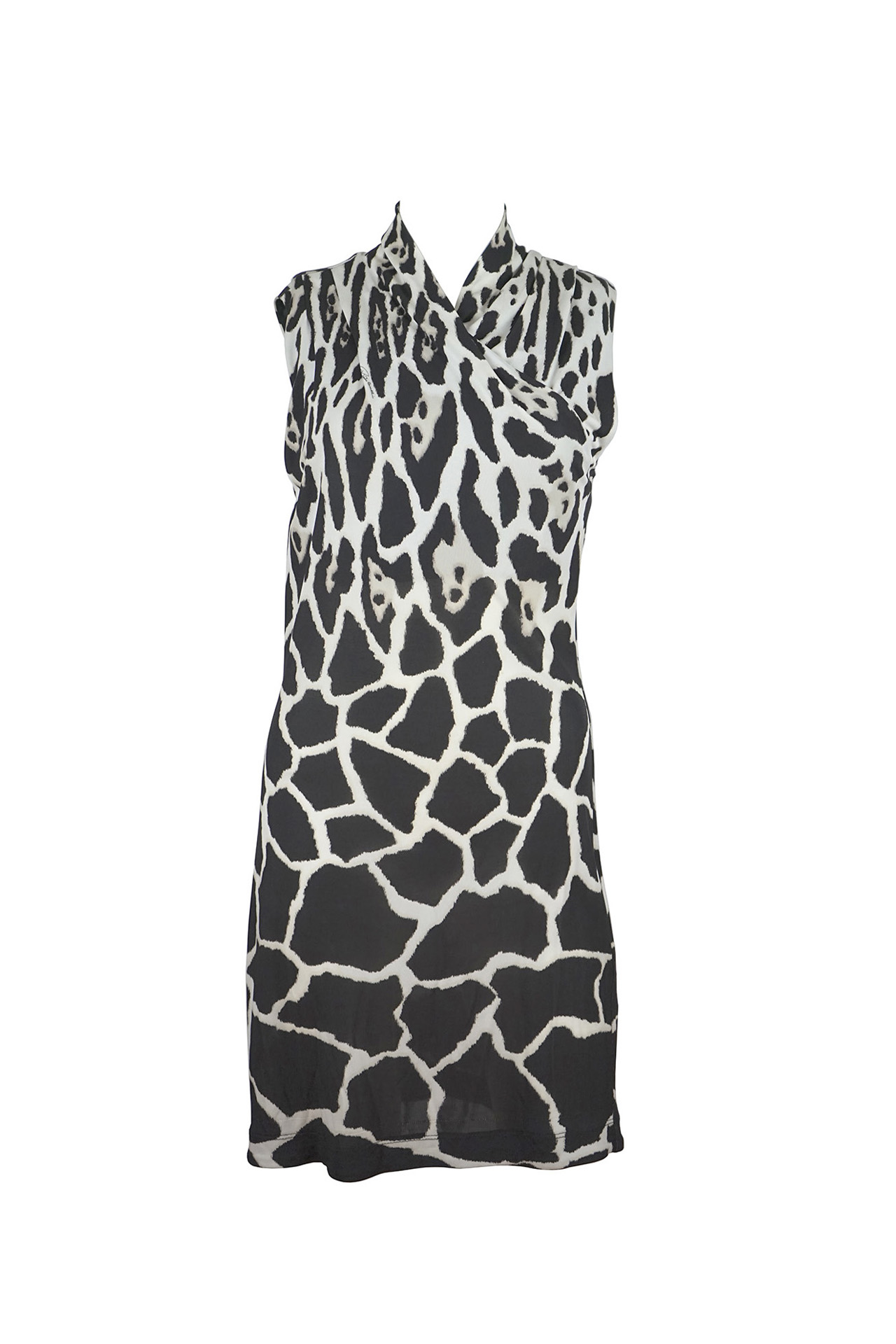 Roberto Cavalli Vintage Sleeveless Wrap Giraffe Print Dress- Preowned