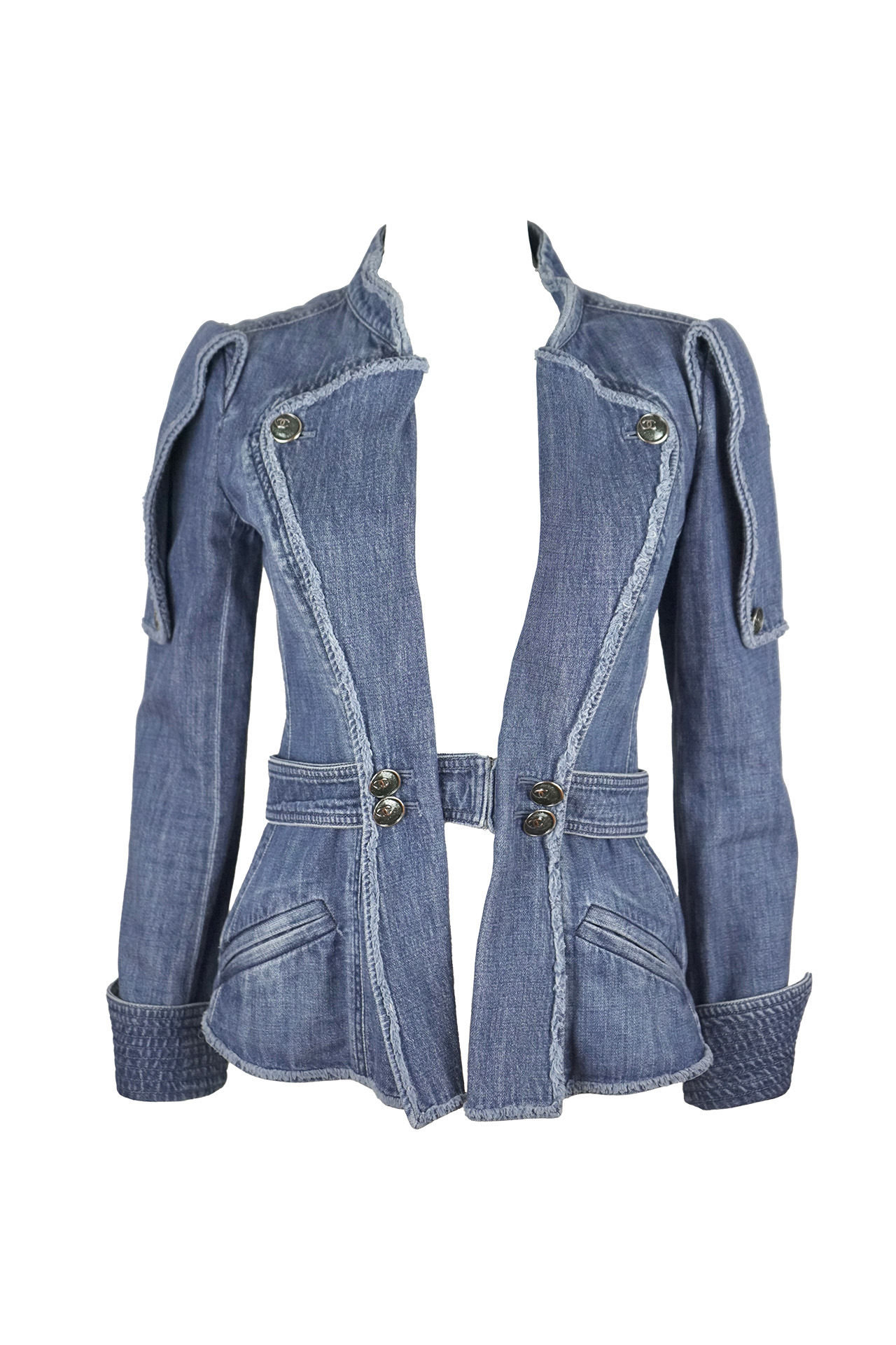 Chanel by Karl Lagerfeld Spring 2008 Runway Military Denim Jacket- Preowned