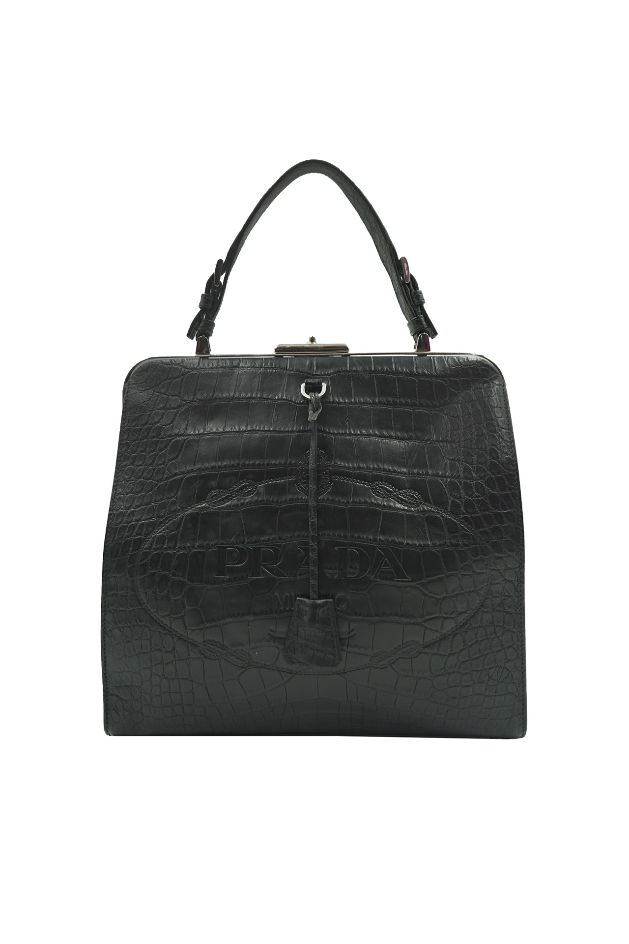 Vintage Prada Crocodile-Embossed Frame Bag- Preowned