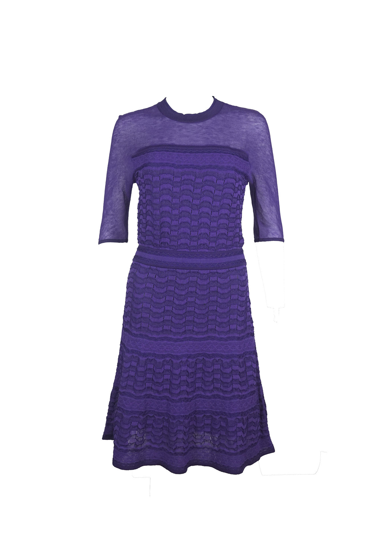 M Missoni Purple Patterned Knit Short Dress- Preowned