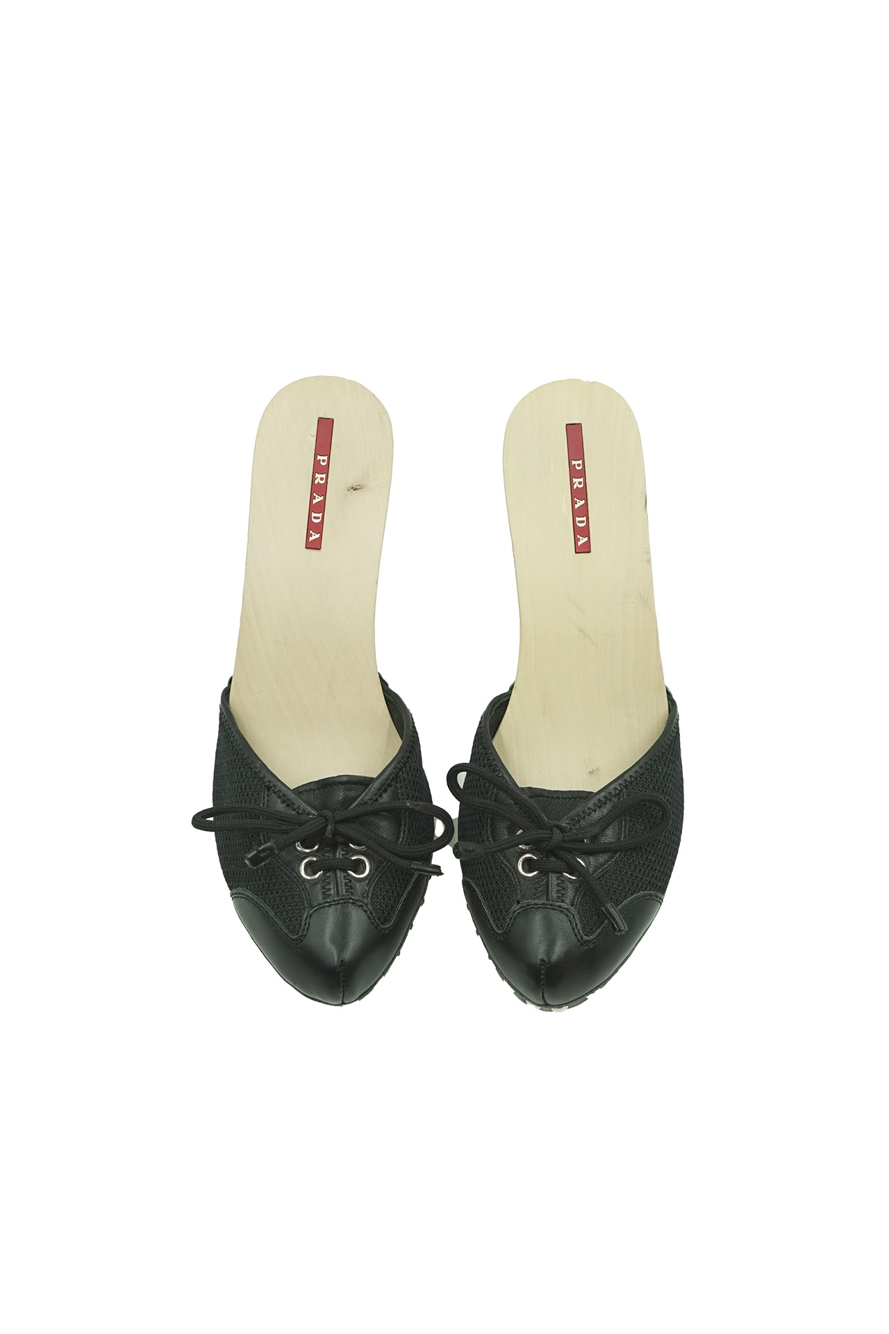 Prada leather and mesh clogs-Preowned