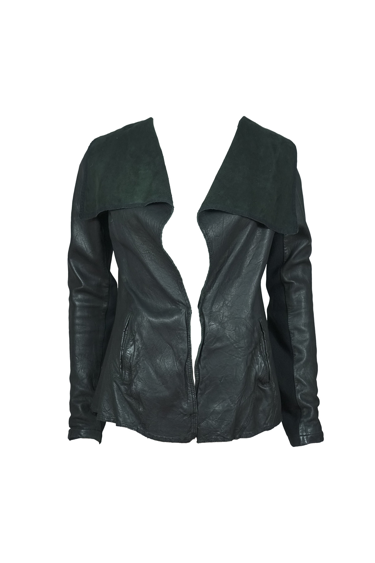 AllSaints Spitalfields "Datya" Open-Front Leather Waterfall Jacket- Preowned