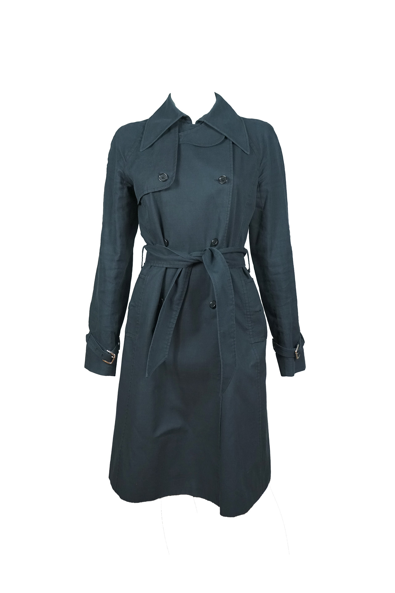 Dolce & Gabbana Black Double-Breasted Cotton Trench Coat- Preowned