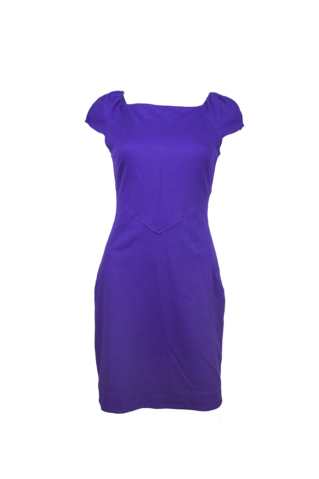 Diane von Furstenberg Purple Wool-Blend Cap Sleeve Sheath Dress- Preowned