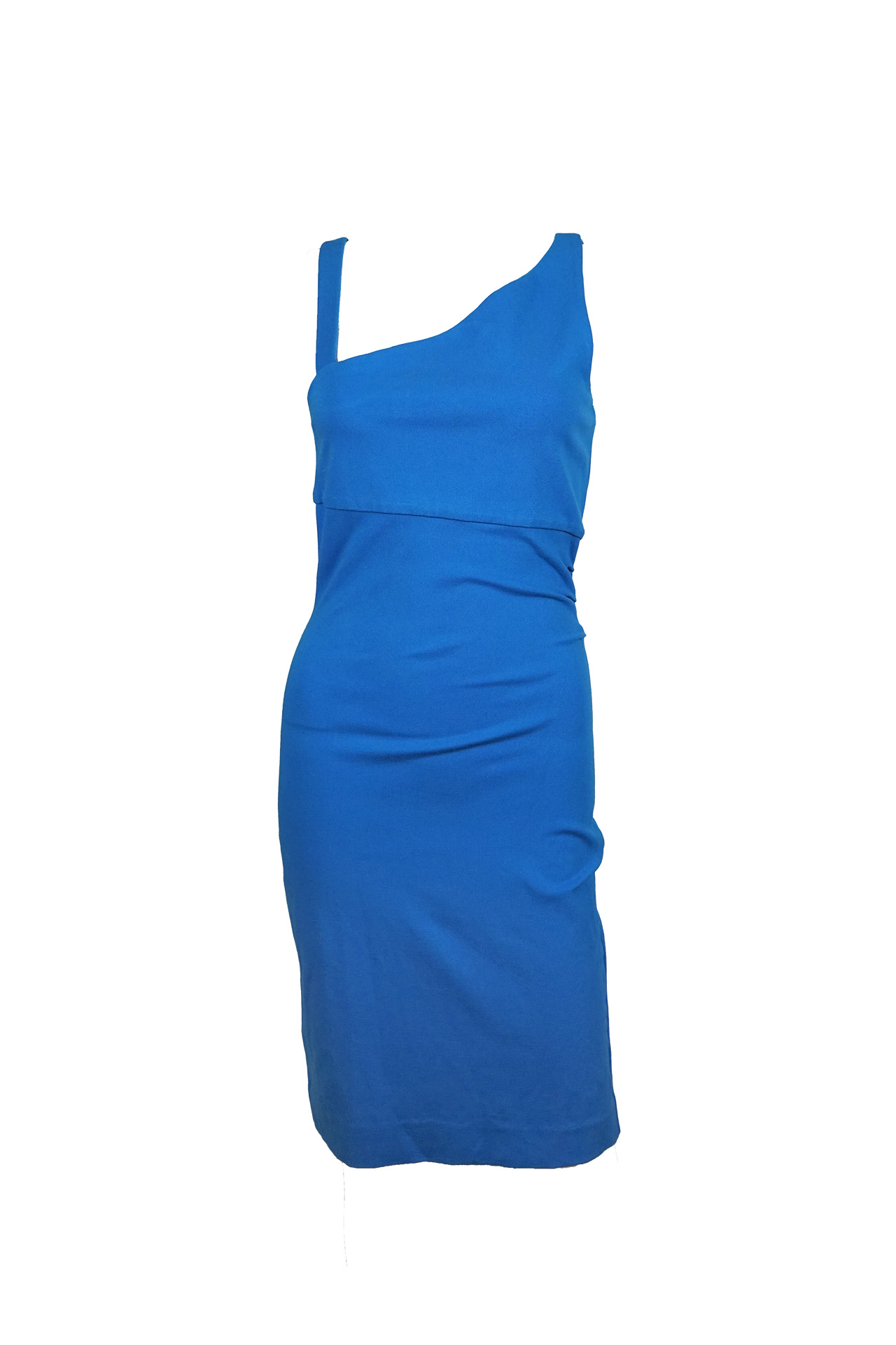 Diane von Furstenberg Blue Asymmetric One-Shoulder Jersey Sheath Dress- Preowned