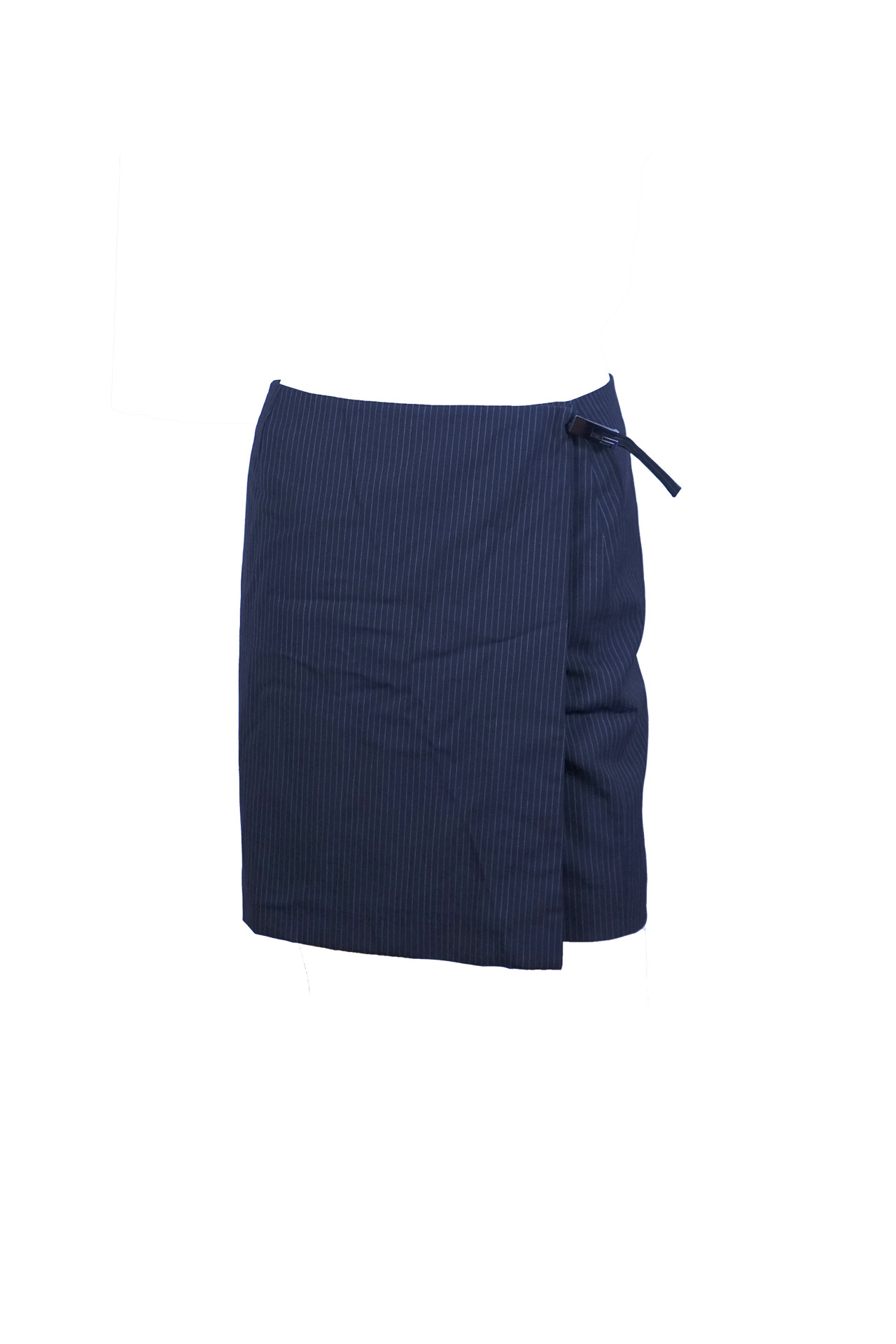 Gucci Pinstripe Wool Wrap Mini Skirt- Preowned
