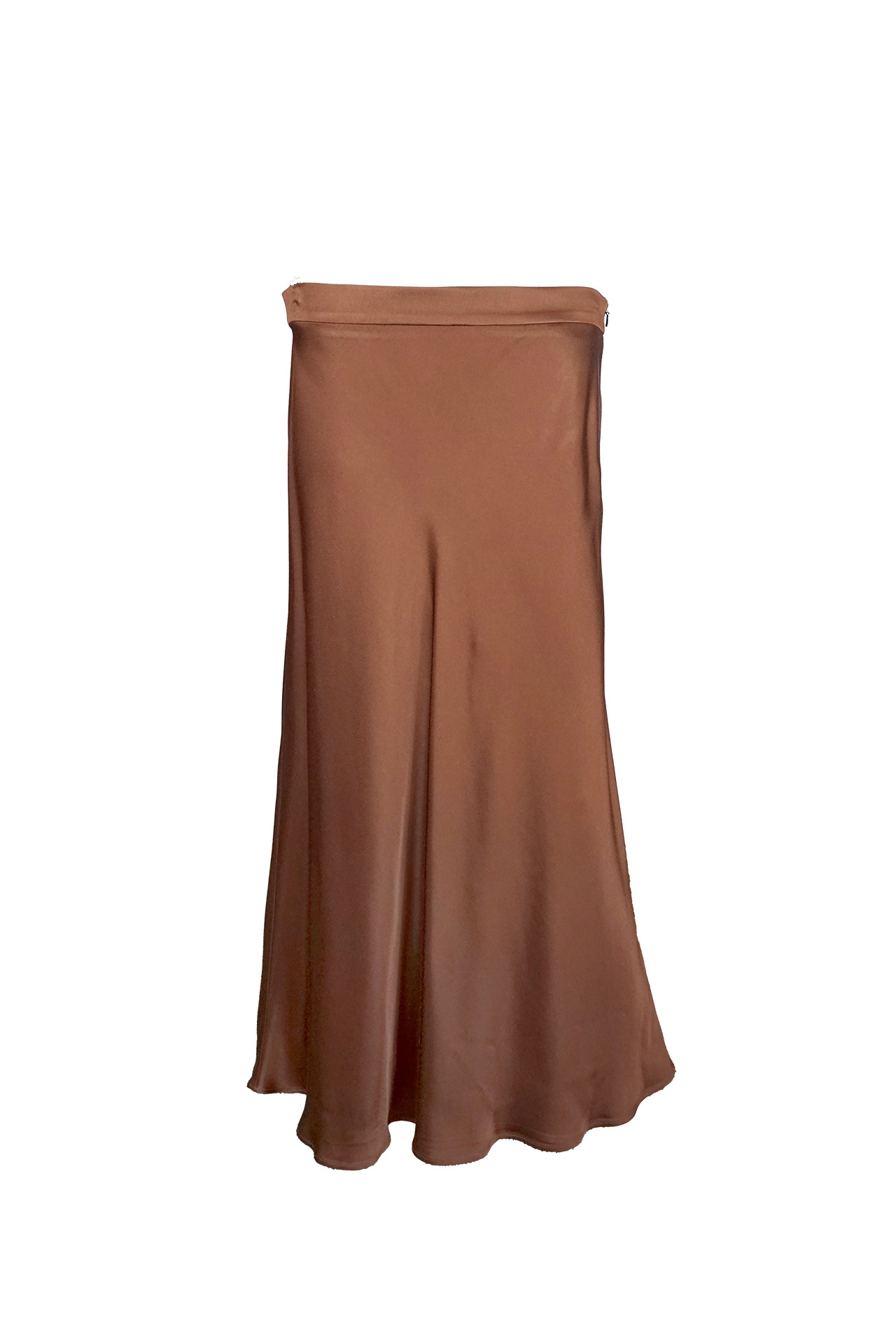 MaxMara Studio Brown Satin Midi Skirt- Preowned