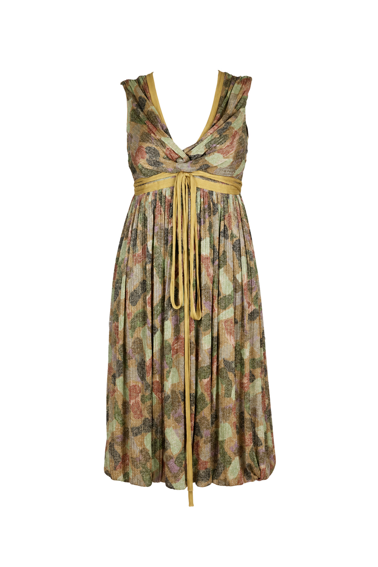 Missoni Metallic Knit Plissé Empire Waist Dress- Preowned