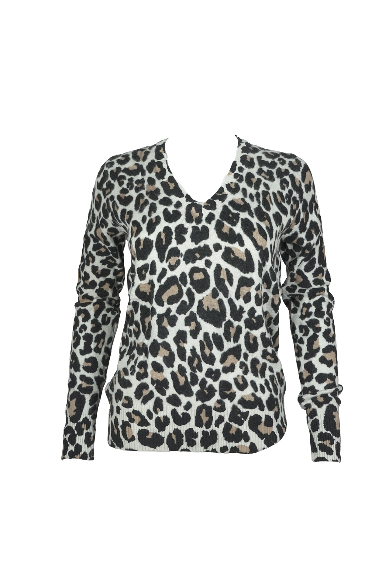 Autograph Pure Cashmere Leopard Print V-Neck Sweater- Preowned