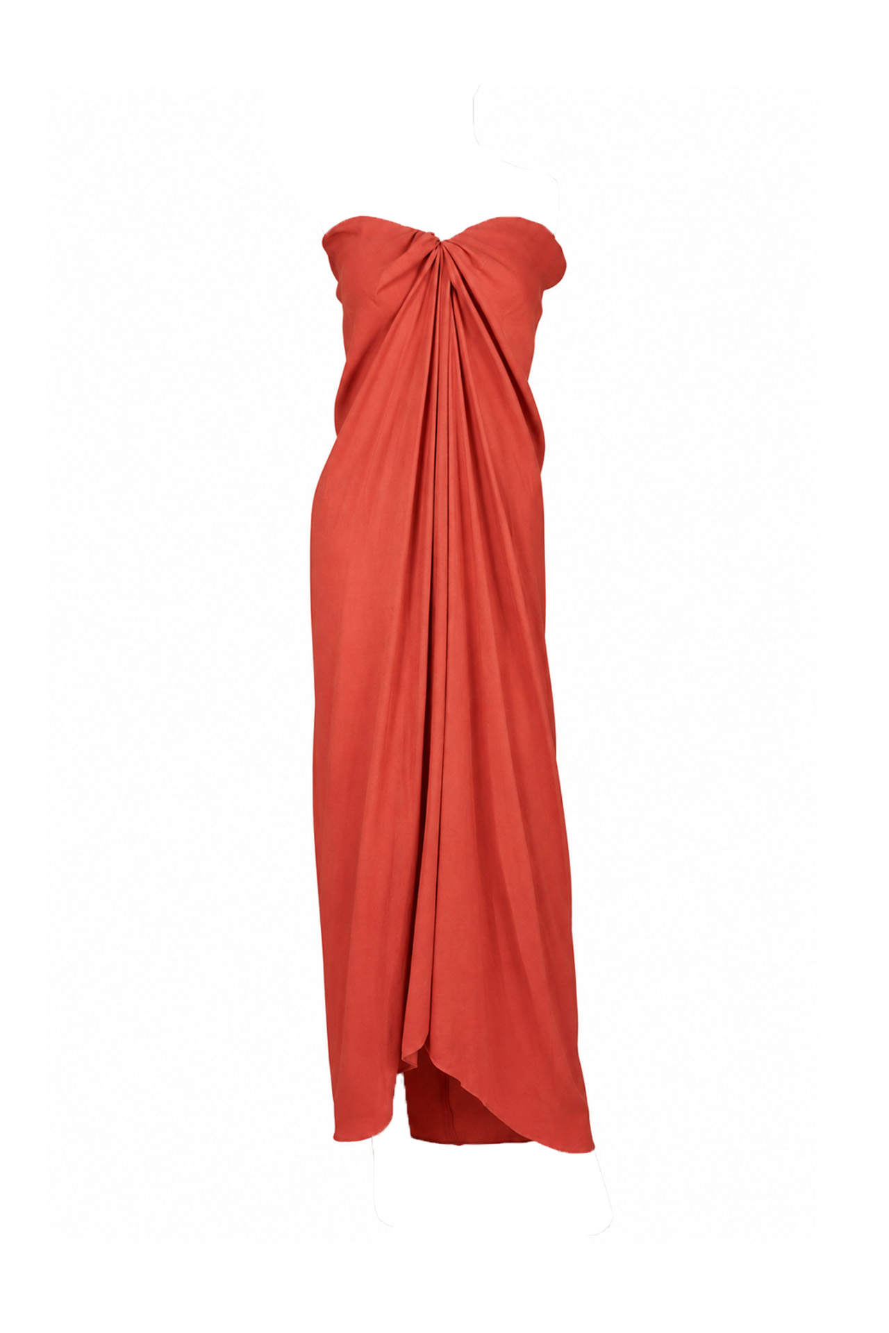 Lanvin Burnt Orange Silk Blend Strapless Twist Front Gown- Preowned